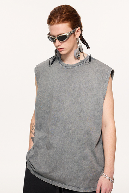 Men's Summer 275g Retro Washed Distressed Tank