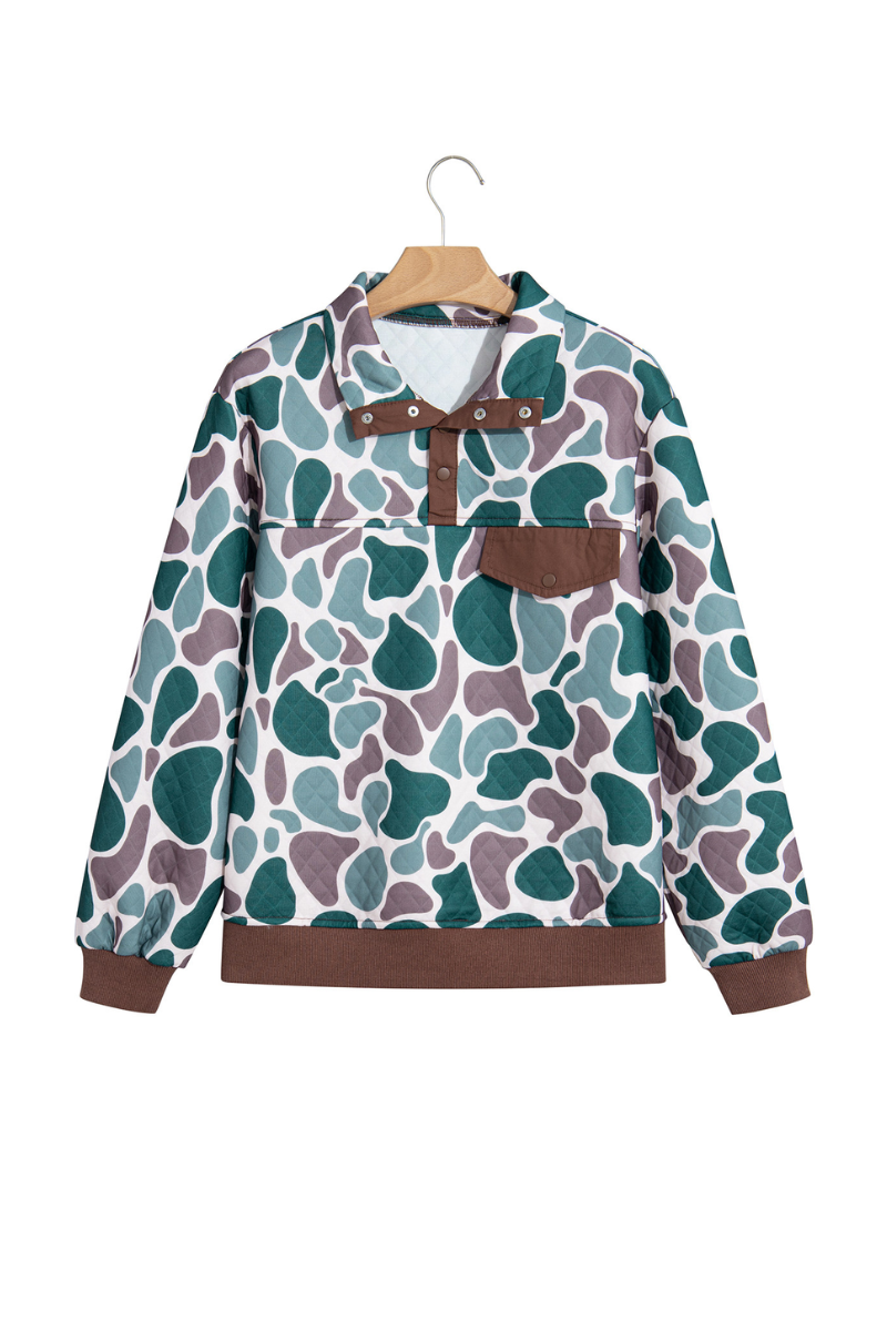 Women Fall Clothing Quilted Western Camo Sweatshirt