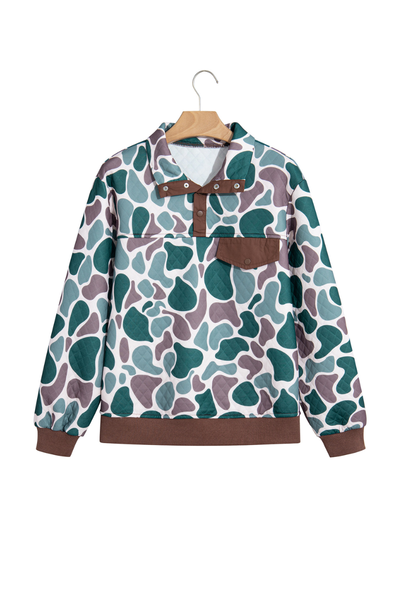 Women Fall Clothing Quilted Western Camo Sweatshirt