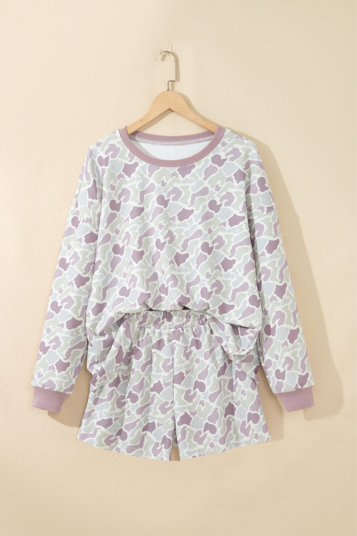 Women's Fall Camo Print Loose Two Piece Set