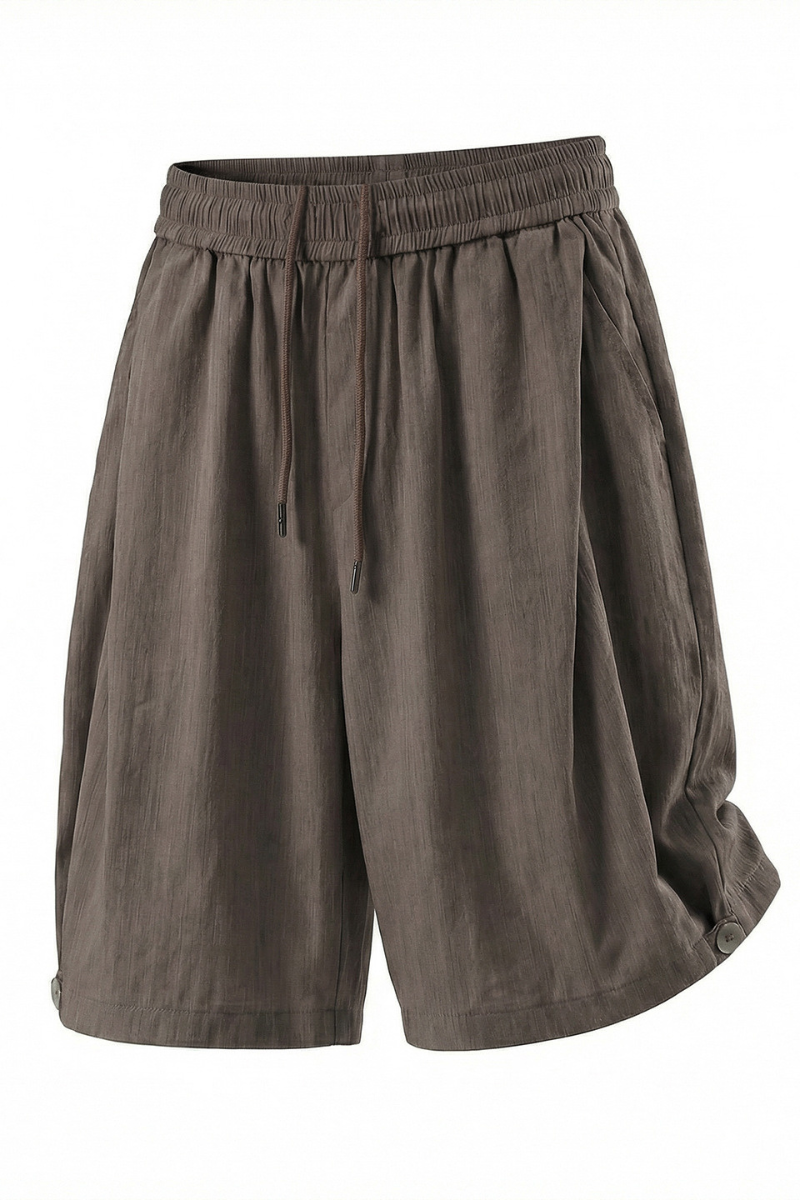 Men's Summer Crinkled Relaxed Straight 5" Button Hem Shorts