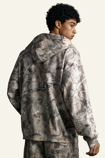 Men's Camouflage With Fleece Lining  Hooded Jacket