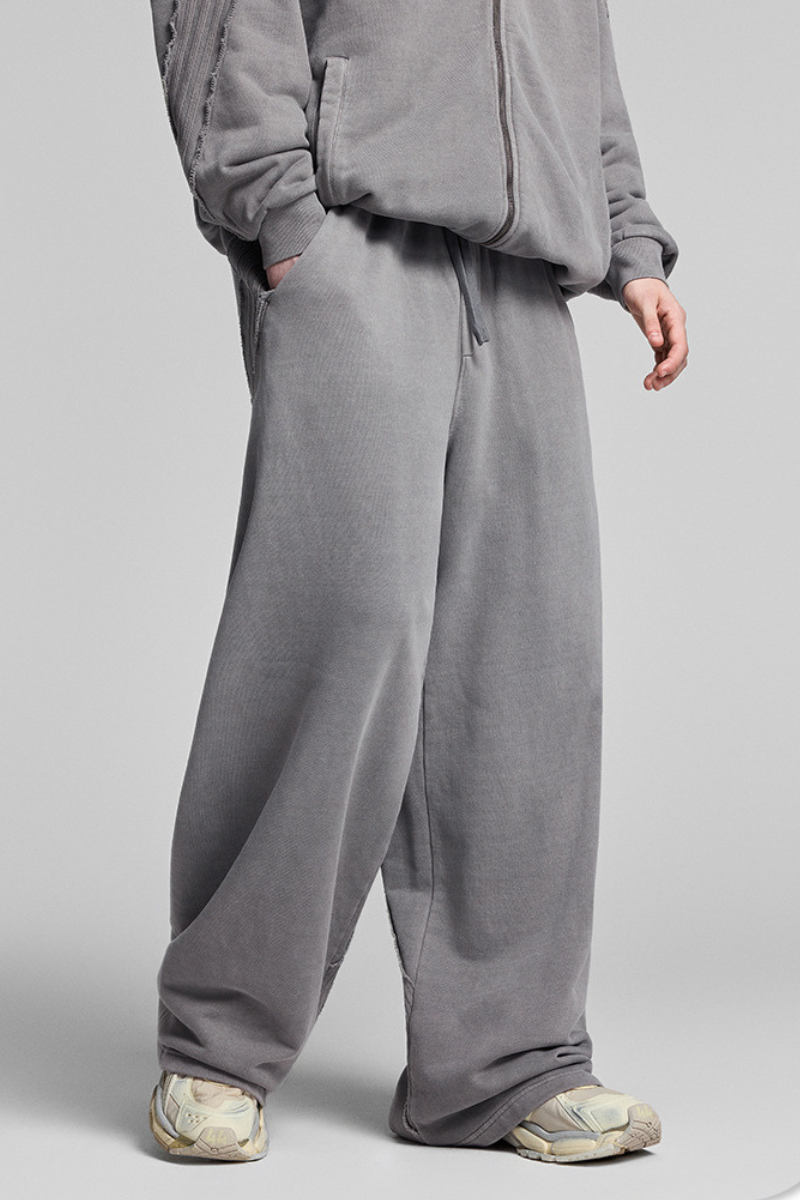 Men's Fall Winter Cotton Webbing Washed Loose Straight Pants