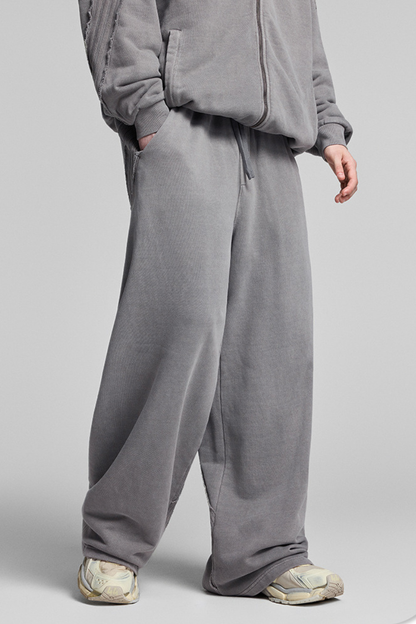 Men's Fall Winter Cotton Webbing Washed Loose Straight Pants