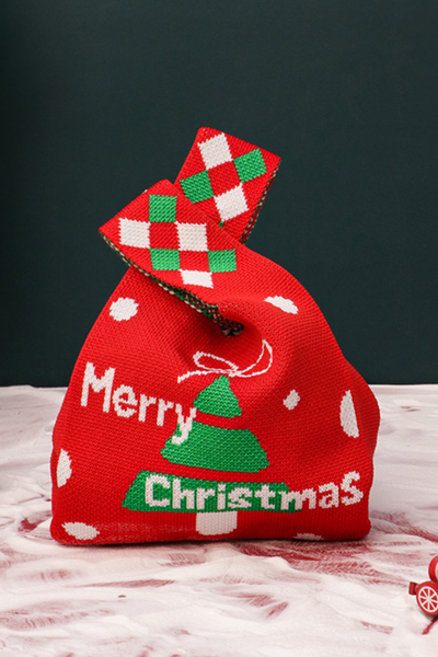 Unisex Christmas Knitted Apple Pouch Gift Packaging Bag