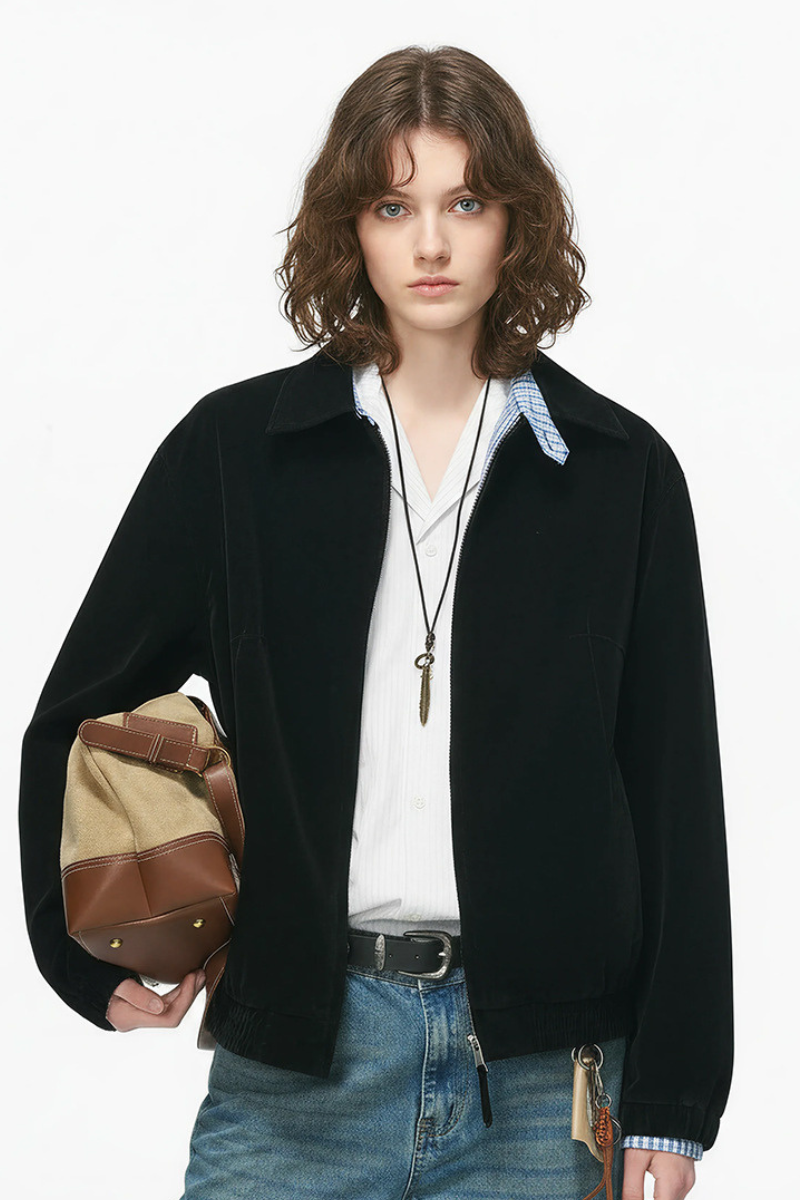 Unisex Spring Check Patchwork Barn Cleanfit Cropped Jacket