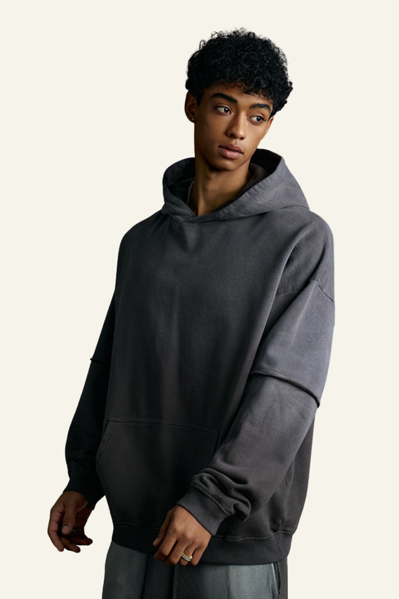 Men's Cotton Vintage Faux-Two-Piece Hoodie.
