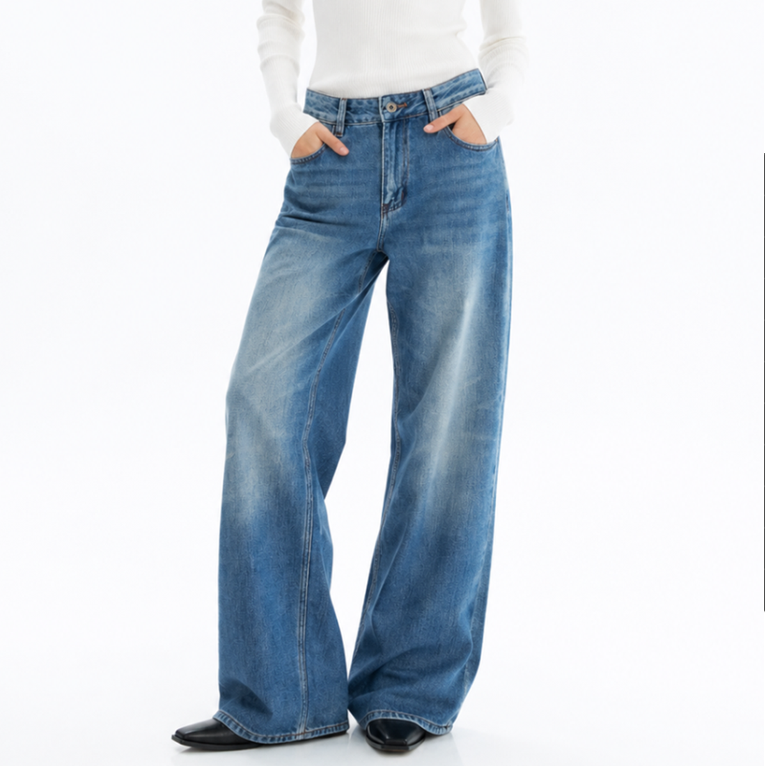Women's Vintage Wash High Waist Straight Leg Jeans