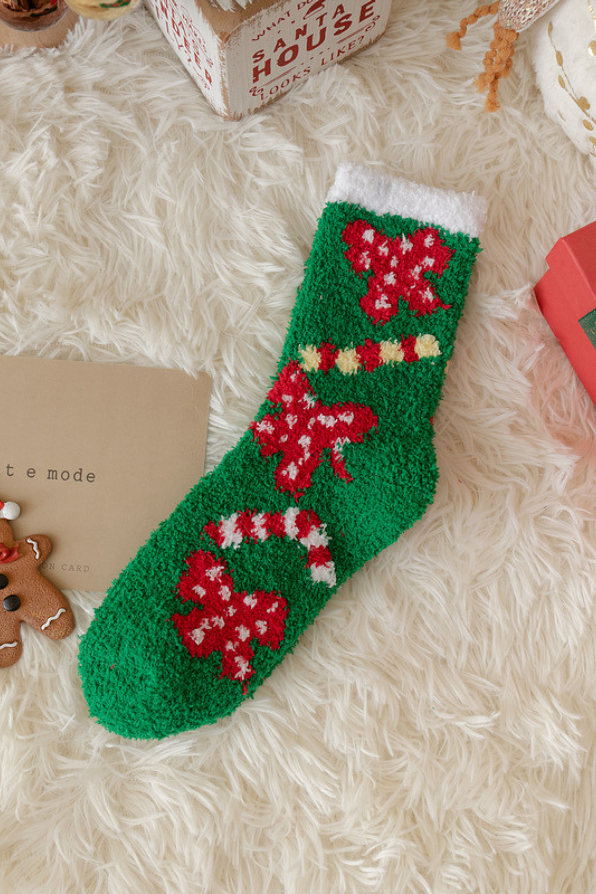 Women's Christmas Red Cute Cartoon Gift Mid Socks
