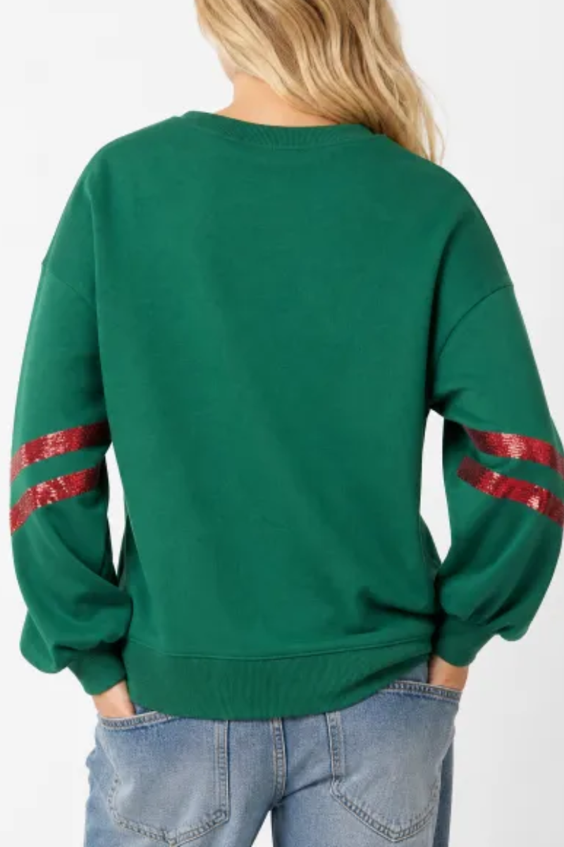 Women Fall Clothing Christmas Sequin Applique Sweatshirt