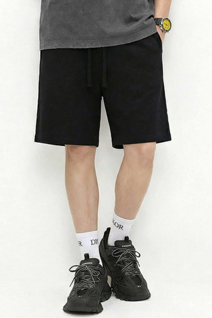 Unisex Spring Summer 360g Cotton Washed Drawstring Shorts