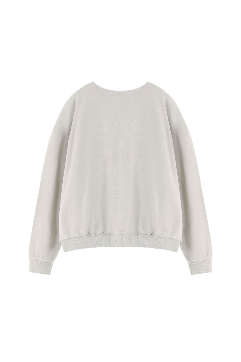 Women Fall Clothing 360G Raw Edge Cropped Pocket Sweatshirt