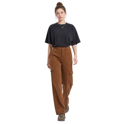 Women's High Waist Multi-Pocket Wide Leg Cargo Jeans