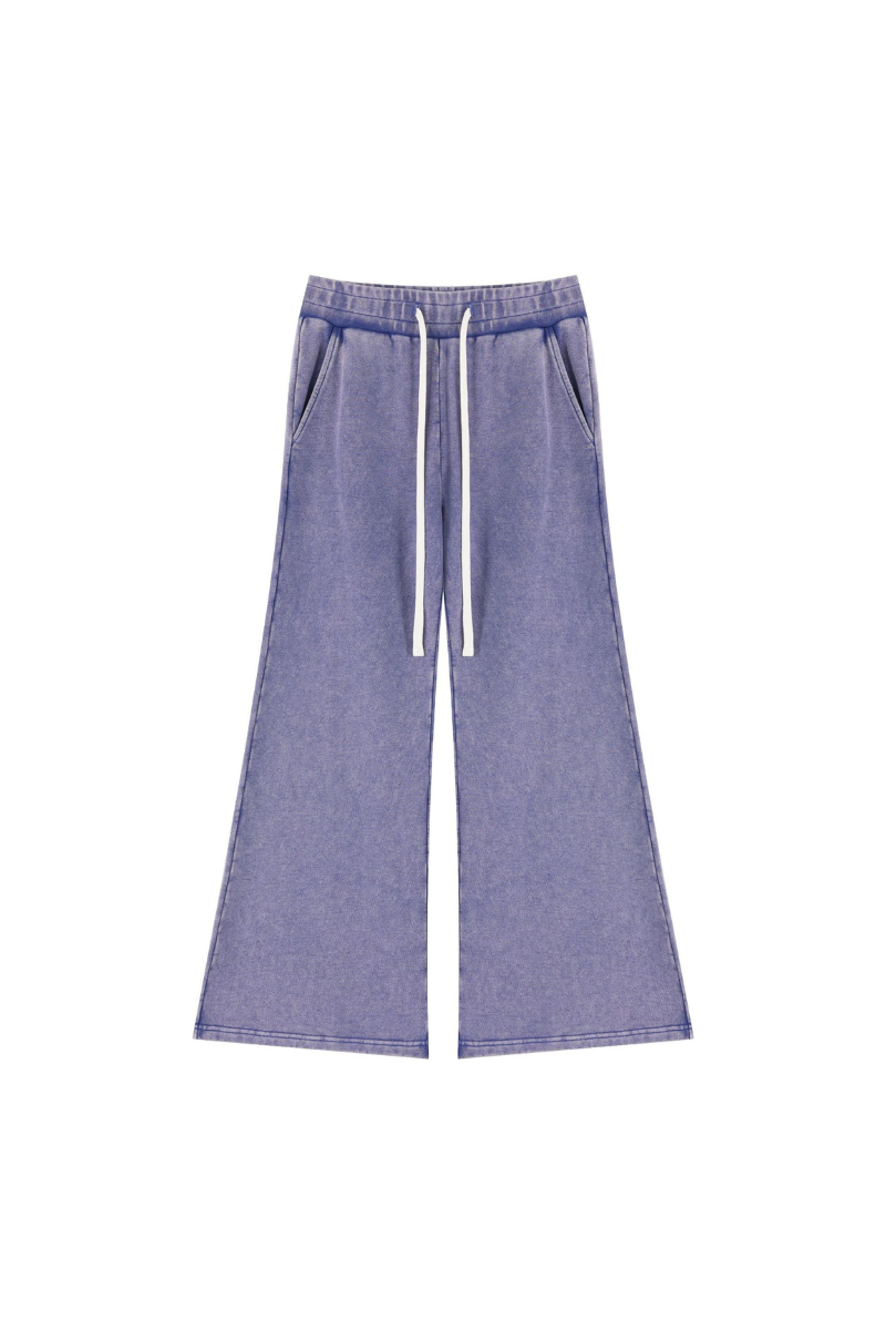 Women Fall 400G Cotton Washed Drawstring Flare Sweatpants