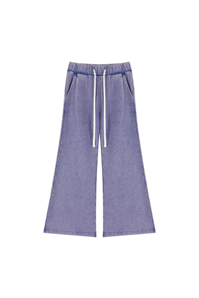 Women Fall 400G Cotton Washed Drawstring Flare Sweatpants