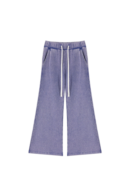 Women Fall 400G Cotton Washed Drawstring Flare Sweatpants