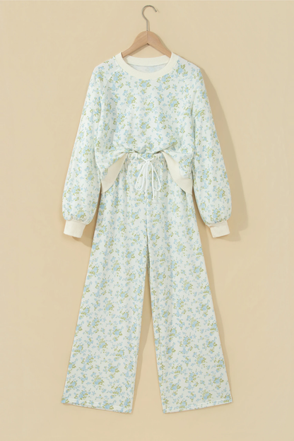 Women's Fall Floral Print Drawstring 2 Piece Set