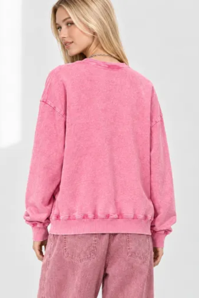 Women Fall Clothing 360G Snow Wash Crewneck Sweatshirt