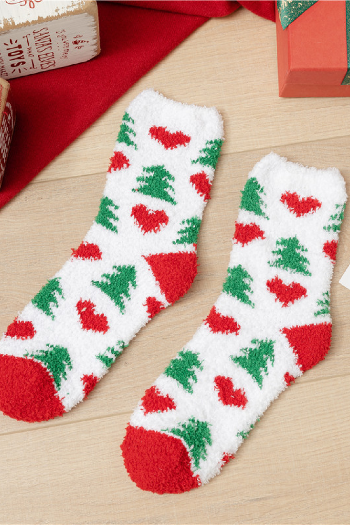 Women's Christmas Coral Fleece Santa Elk Tree Mid Calf Socks