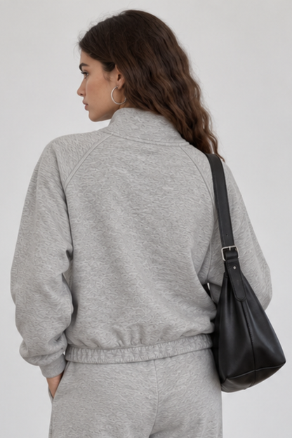 Women Fall Clothing Asymmetric Zip Mock Neck Sweatshirt