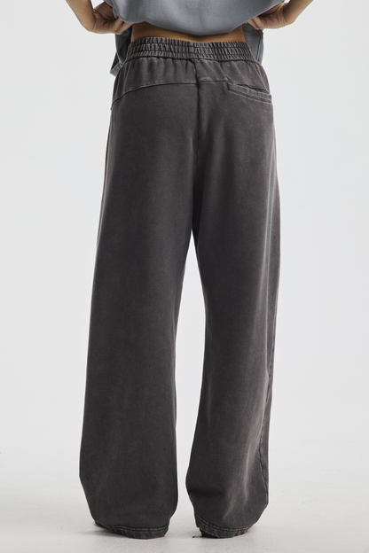 Men's Cotton Streetwear Washed Worn-Out Curved-Blade Pants