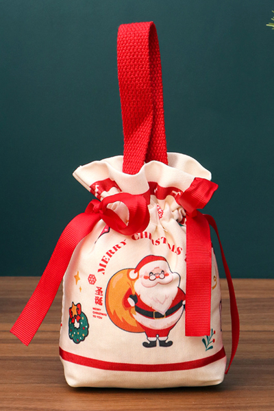 Christmas Canvas Apple Pouch Holiday Gift Packaging Bag