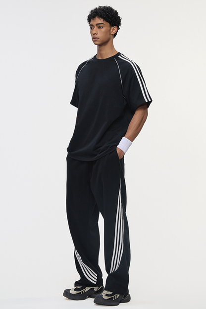 Comfortable short-sleeved shirt and wide-leg pants set