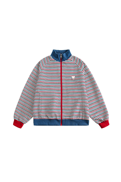 Men Fall Clothing Colorful Stripe Stand Collar Zip Jacket