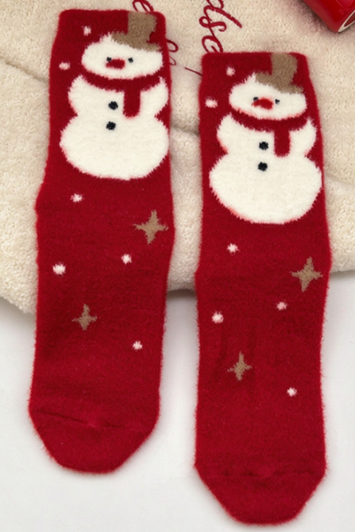 Women's Christmas Plush Warm Cartoon Anti-Pilling Sleep Sock