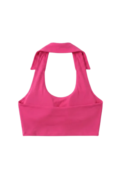 Women's New Lapel Halter Push Up Sports Bra - Padded Backless