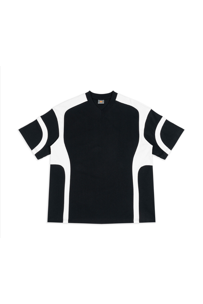 Unisex Summer Racing Color Block Oversized V-Neck T-Shirt