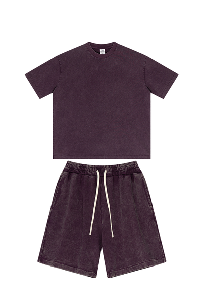 Men's Summer American Street Bright Washed Tee & Shorts Set