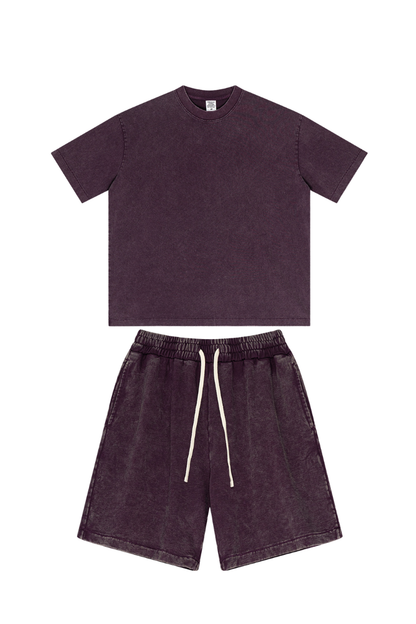 Men's Summer American Street Bright Washed Tee & Shorts Set