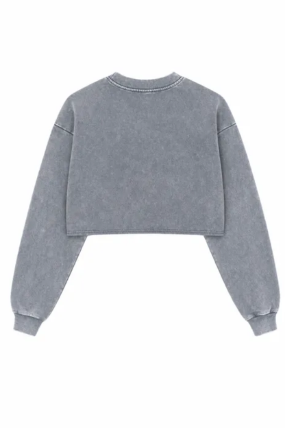 Women's Fall Snow-Wash Vintage Cropped Crewneck Sweatshirt