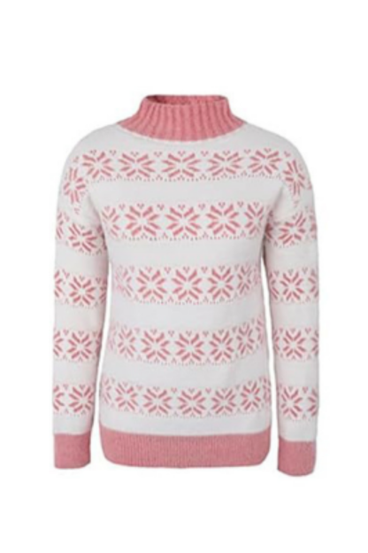 Women's Fall Christmas Snowflake Mock Neck Knit Sweater