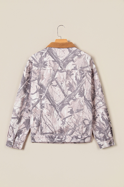 Women's Fall Camo Print Lapel Long Sleeve Denim Jacket