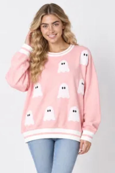 Women Fall Clothing Halloween Ghost Patch Sweatshirt