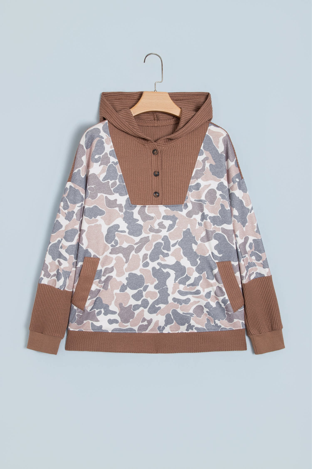Women's Fall Camo Print Hooded Loose Long Sleeve Sweatshirt