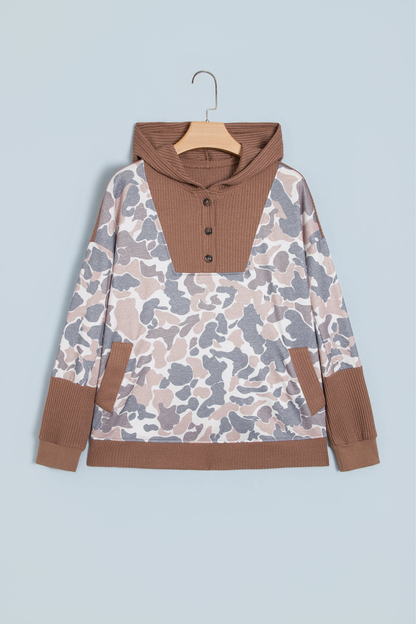 Women's Fall Camo Print Hooded Loose Long Sleeve Sweatshirt
