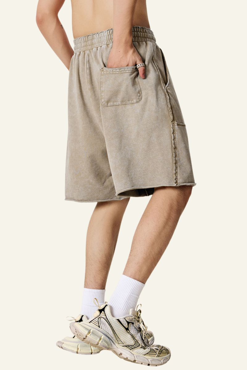 Men's Cotton Streetwear Vintage Tie-Dye Patchwork Shorts