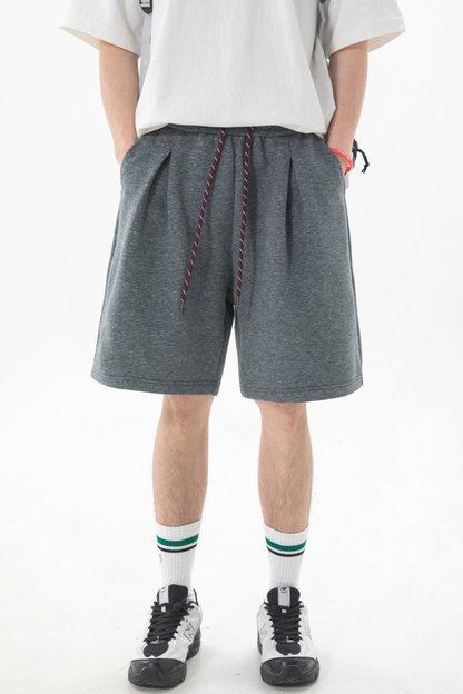 Men's Summer Pleated Drawstring Colorblock Sweat Shorts