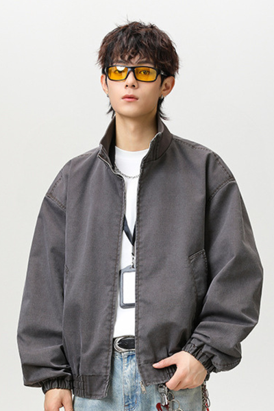 Men's Streetwear Solid Stand Collar Bomber Jacket