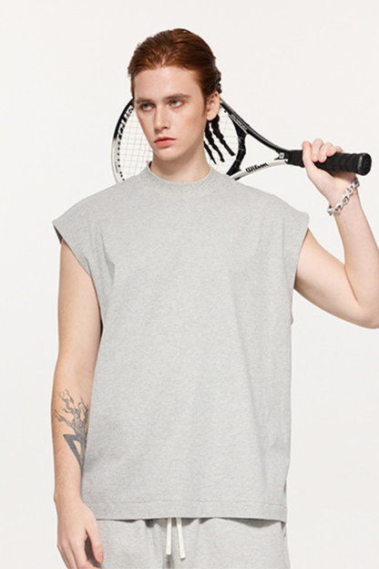 Men's Summer 230g Cotton High Neck Loose Tank