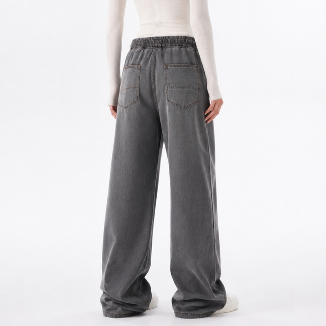 Women's Drawstring Waist Wide Leg Jeans