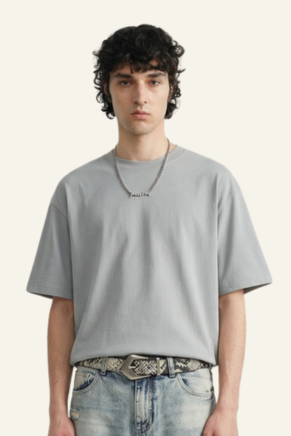 Men's Streetwear Loose-Fitting Drop Shoulders Solid T-shirt