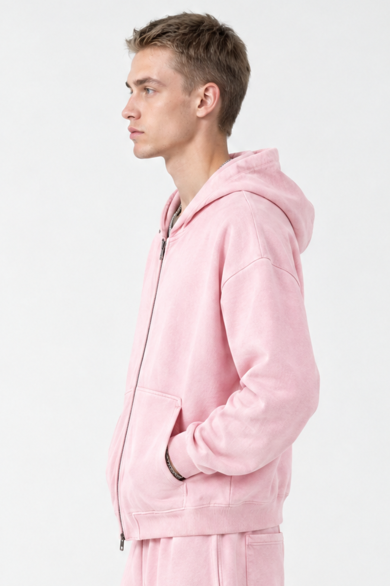 Men Fall Clothing Soft Vintage 360G Boxy Two-Way Zip Hoodie
