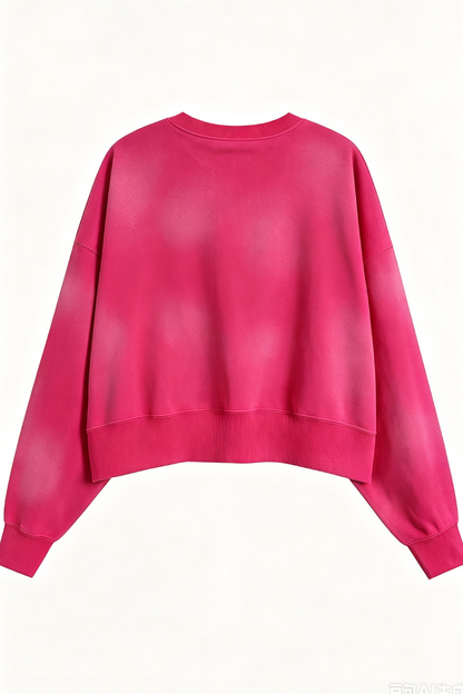 Women's Fall Vintage-Wash Cropped Crewneck Sweatshirt