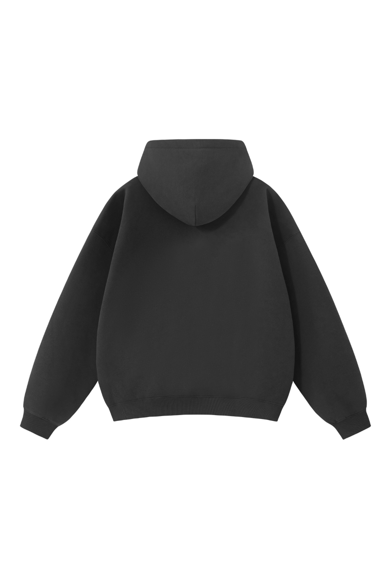 Men Fall Clothing Relaxed Boxy Fleece Pocket Ribbed Hoodie