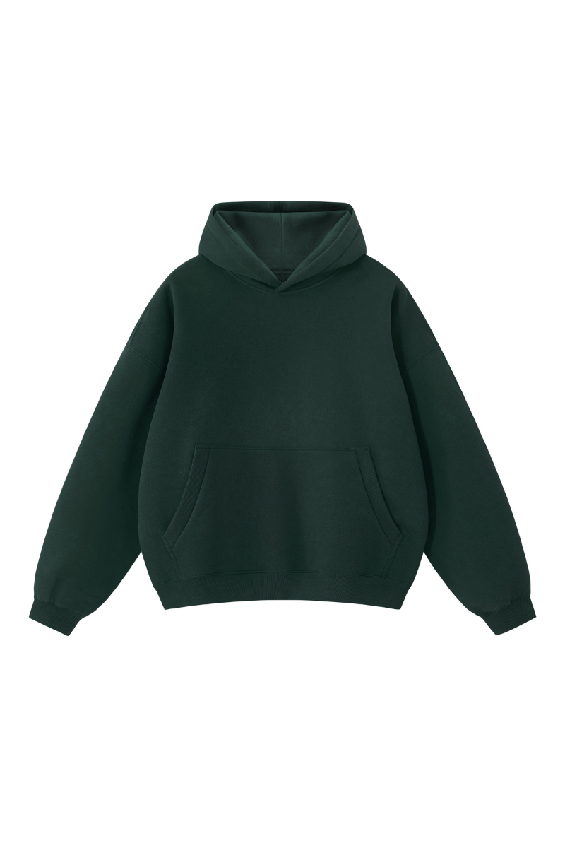 Men Fall Clothing Relaxed Boxy Fleece Pocket Ribbed Hoodie
