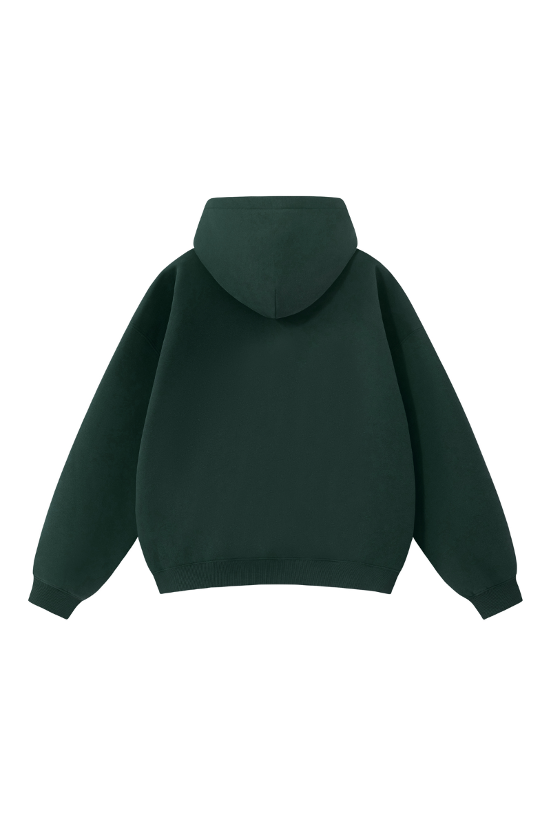 Unisex Fall Clothing Boxy Ribbed Pocket Warm Fleece Hoodie